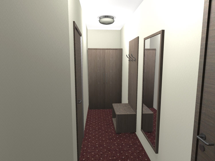 wizualizacja przedpokoju hotelowego