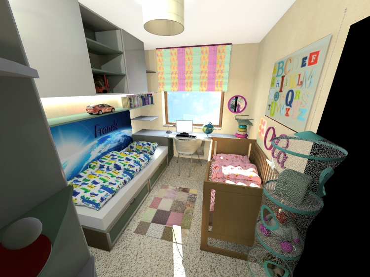 wizualizacja pokoju dla dwójki dzieci