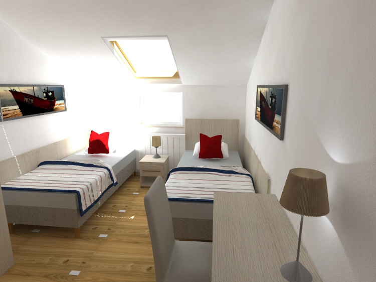 wizualizacja projektu pokoju w Grzybowie
