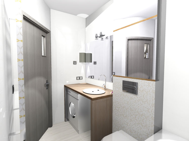 wizualizacja małej łazienki w mieszkaniu w bloku