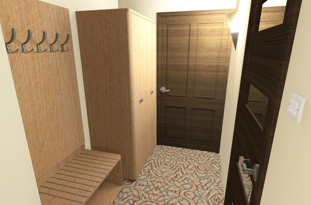 wizualizacja przedpokoju pokoju hotelowego