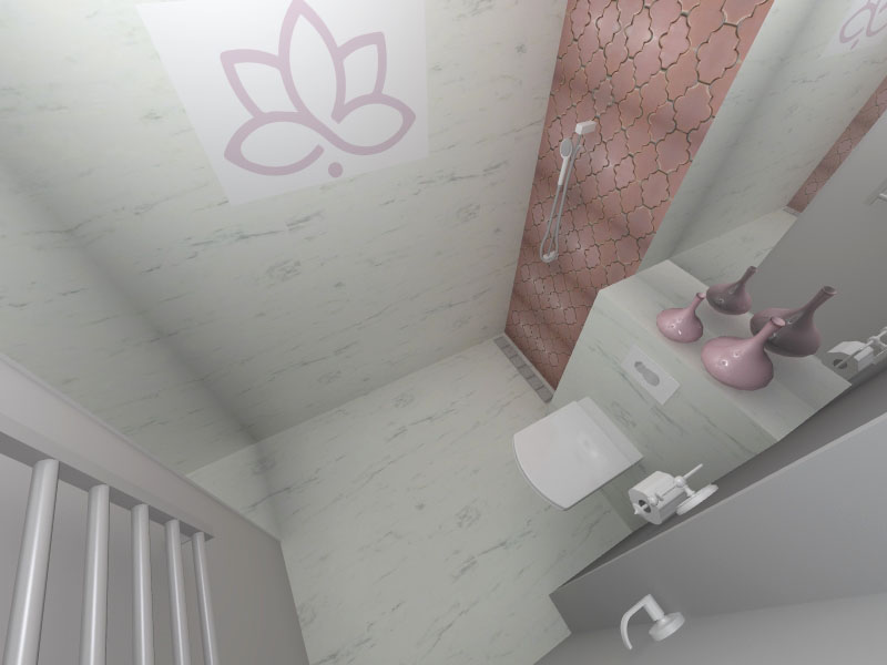 wizualizacja łazienki w gabinecie kosmetycznym