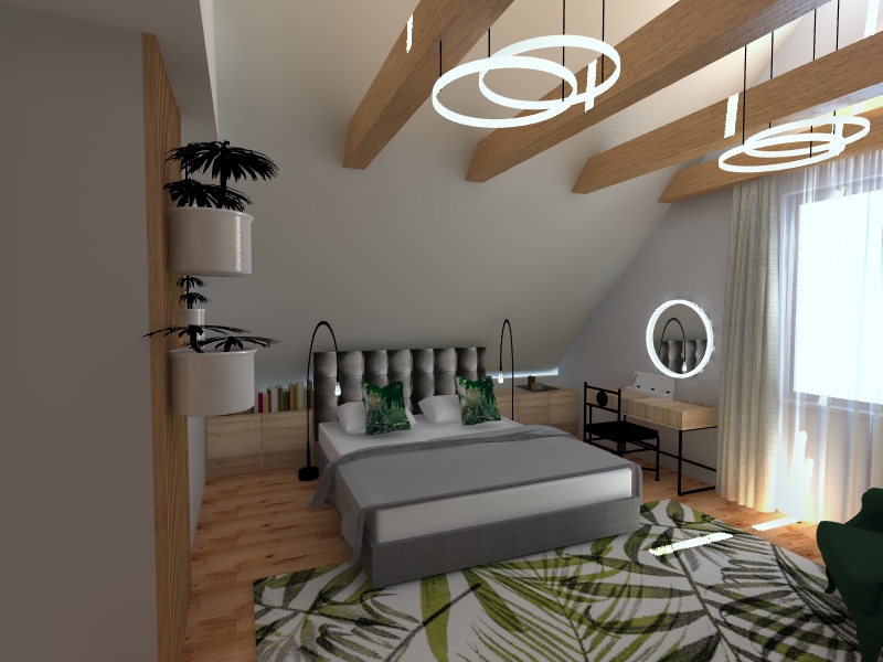 projekt sypialni na poddaszu