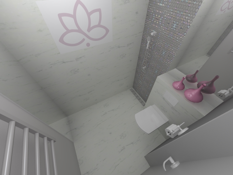 wizualizacja łazienki w różem