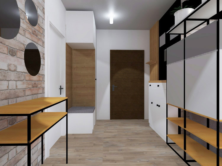 przedpokój w stylu industrailnym i skandynawskim