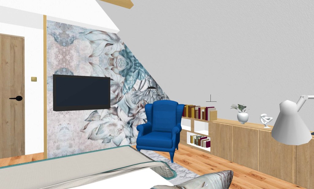 projekt sypialni z tapetą