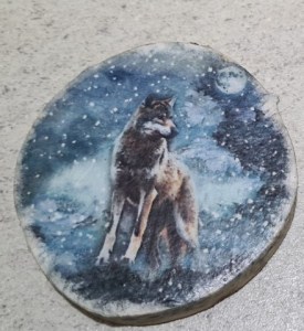 podkładki pod kubek z plastrów drewna decoupage